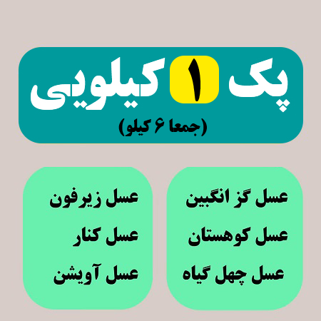 پک 6 عسل یک کیلویی، شش نوع عسل متفاوت (ارسال رایگان)